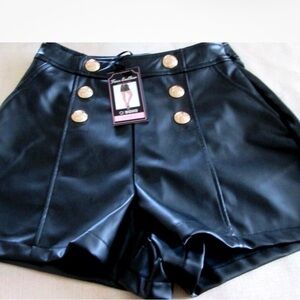 Ci Sono Black High Waist Faux Leather Shorts